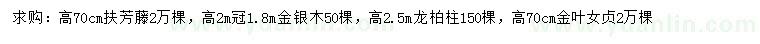 求購(gòu)扶芳藤、金銀木、龍柏柱等