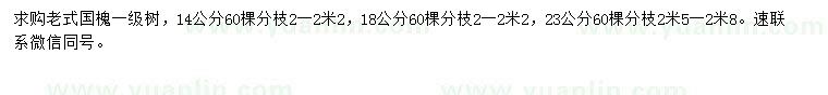 求購14、18、23公分老式國槐