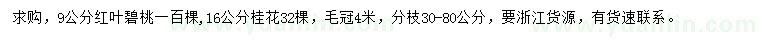 求購9公分紅葉碧桃、16公分桂花