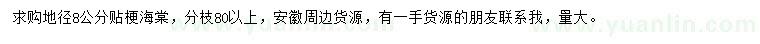 求購(gòu)地徑8公分貼梗海棠