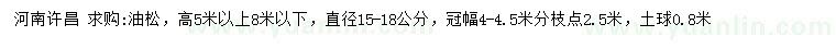 求購直徑15-18公分油松