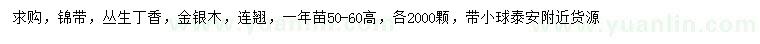 求購錦帶、叢生丁香、金銀木等