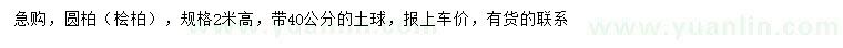 求購(gòu)高2米圓柏（檜柏）