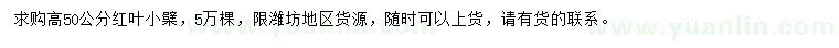 求購高50公分紅葉小檗