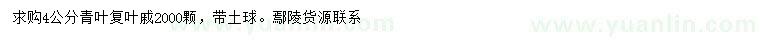 求購4公分青葉復(fù)葉戚