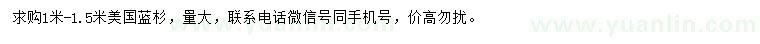 求購(gòu)1-1.5米美國(guó)藍(lán)杉