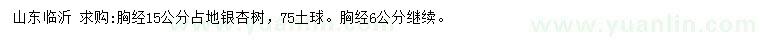 求購胸徑6、15公分占地銀杏樹(shù)