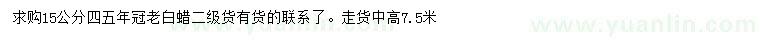 求購(gòu)15公分老白蠟