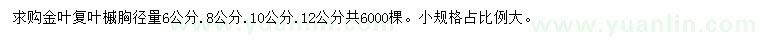 求購(gòu)胸徑量6、8、10、12公分購(gòu)金葉復(fù)葉槭