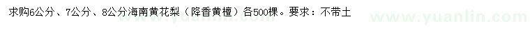 求購(gòu)6、7、8公分海南黃花梨