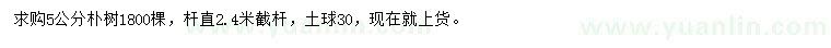 求購(gòu)5公分樸樹(shù)
