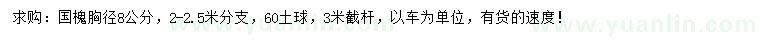 求購(gòu)胸徑8公分國(guó)槐