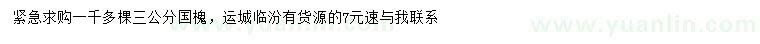 求購3公分國槐