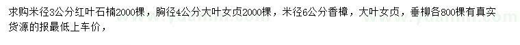 求購(gòu)紅葉石楠、大葉女貞、香樟等