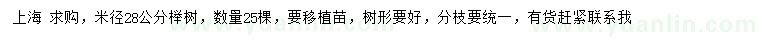 求購(gòu)米徑28公分櫸樹(shù)