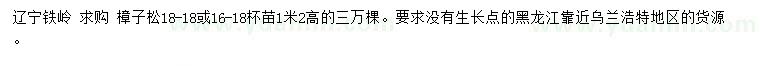 求購高1.2米樟子松
