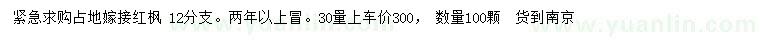 求購30公分量占地嫁接紅