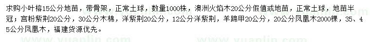 求購小葉榕 、澳洲火焰木、宮粉紫荊等