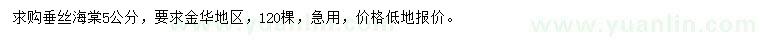 求購(gòu)5公分垂絲海棠