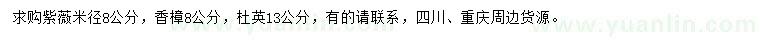求購紫薇、香樟、杜英