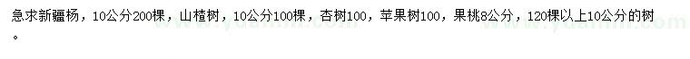 求購(gòu)新疆楊、山楂樹(shù)、杏樹(shù)等