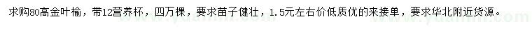 求購高80公分金葉榆