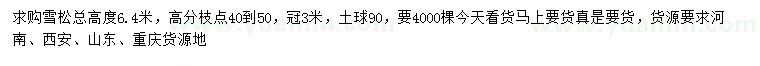 求購總高6.4米雪松