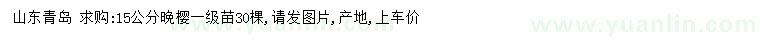 求購15公分晚櫻