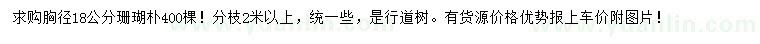 求購胸徑18公分珊瑚樸