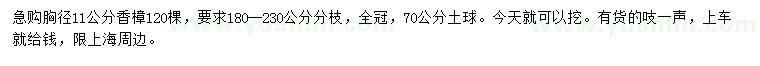 求購胸徑11公分香樟