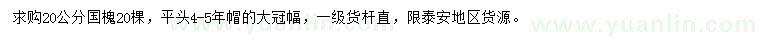 求購(gòu)20公分國(guó)槐