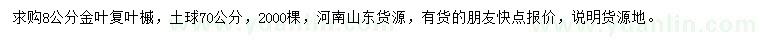 求購8公分金葉復葉槭