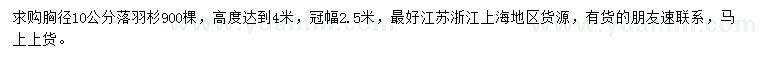 求購胸徑10公分落羽杉