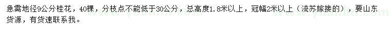 求購地徑9公分桂花