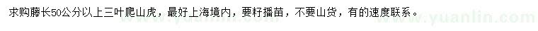 求購藤長50公分以上三葉爬山虎