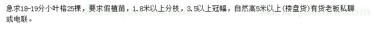 求購(gòu)18-19公分小葉榕