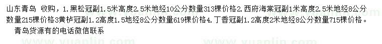求購黑松、西府海棠、黃櫨等