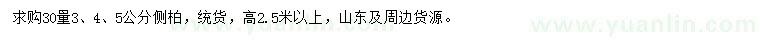 求購30量3、4、5公分側(cè)柏