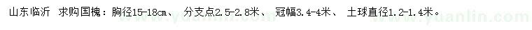 求購(gòu)胸徑15-18公分國(guó)槐
