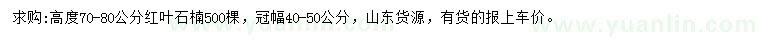 求購(gòu)高度70-80公分紅葉石楠