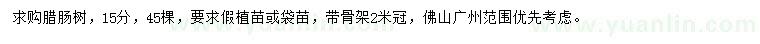 求購15公分臘腸樹