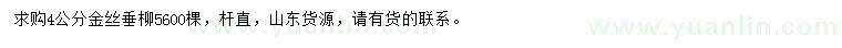 求購4公分金絲垂柳