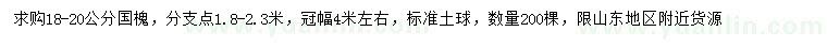 求購(gòu)18-20公分國(guó)槐