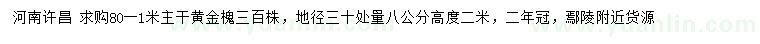 求購地徑30處量8公分黃金槐
