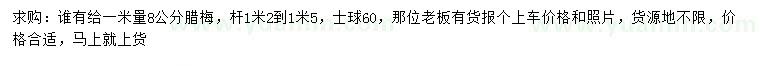 求購1米量8公分臘梅