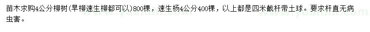 求購4公分柳樹、速生楊