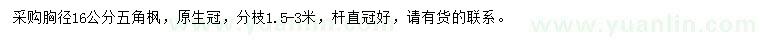 求購胸徑16公分五角楓