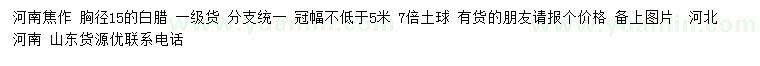 求購胸徑15公分白臘