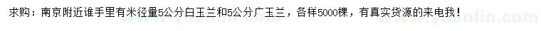 求購(gòu)米徑量5公分白玉蘭、廣玉蘭