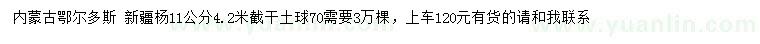 求購(gòu)11公分新疆楊